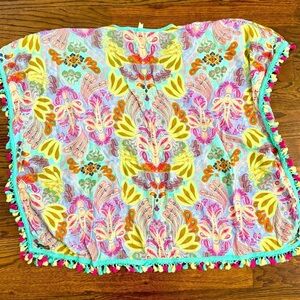 Matilda Jane Capeside Fringe Swim Cover Up Size Small V Neck Poncho Beach Pool
